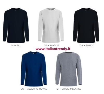 Maglia Girocollo Uomo Maniche Lunghe T-shirt in Cotone 5 colori