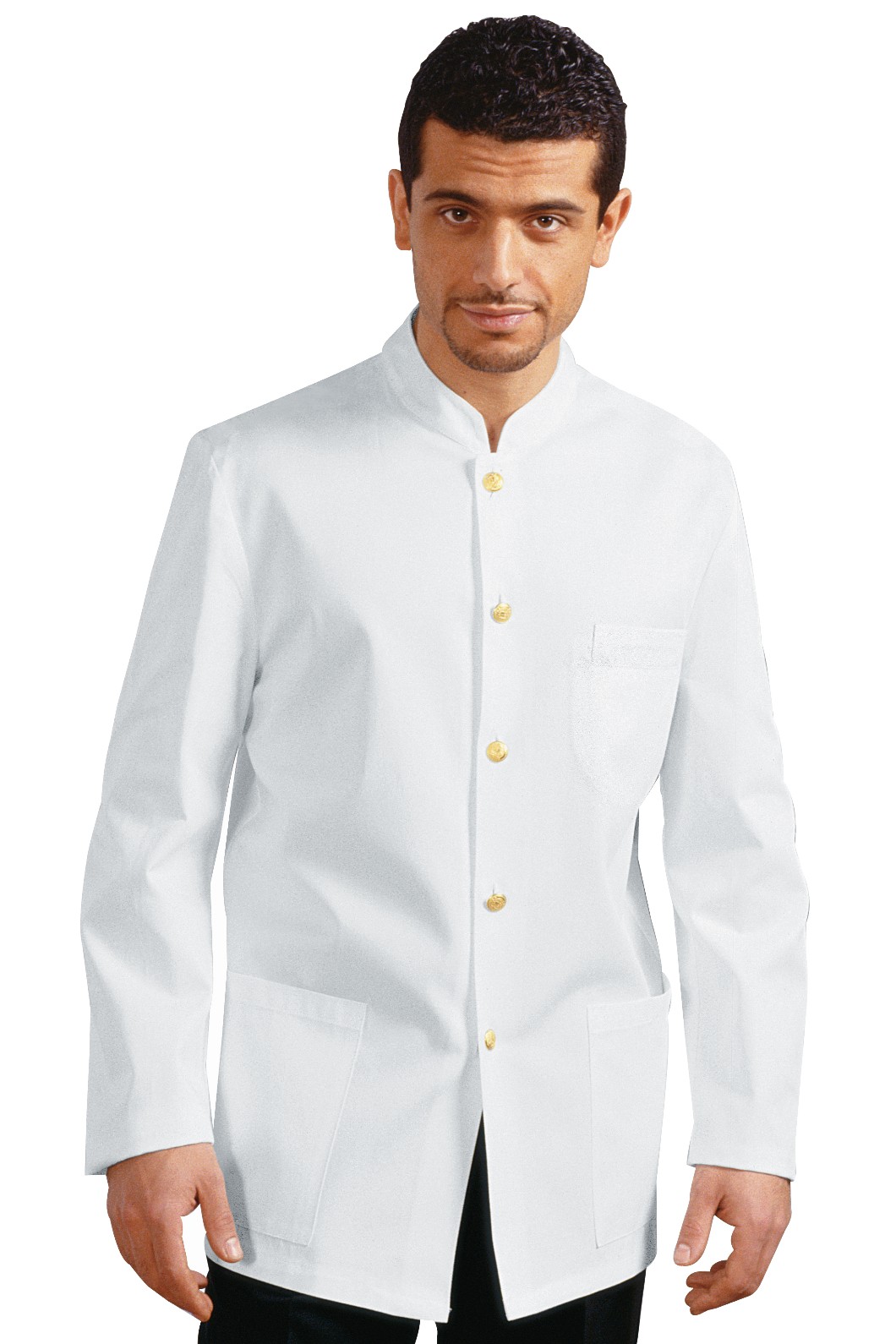 066200X -Giacca coreana uomo con bottoni dorati per alberghi o domestici Nera Bianca Bordeaux - immagine 2