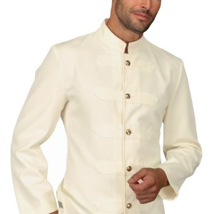 066600 - Giacca coreana con alamari bianco o crema  100% poliestere