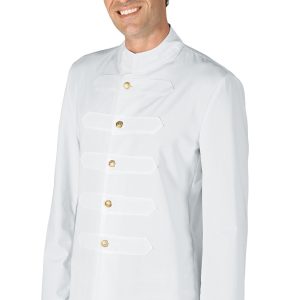 066700 - Giacca coreana con alamari bianco o crema  misto cotone