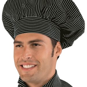 075051 - Cappello Da Cuoco Classico a righe piccole bianco e nero