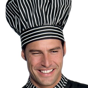 Cappello Da Cuoco Classico Gessato a Righe Bianche e Nere Fantasia Londra