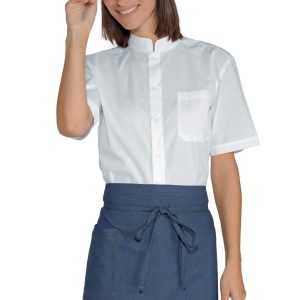 086077 - Grembiule corto a vita con tasca in  Jeans blu o Black Jeans cm.70X46