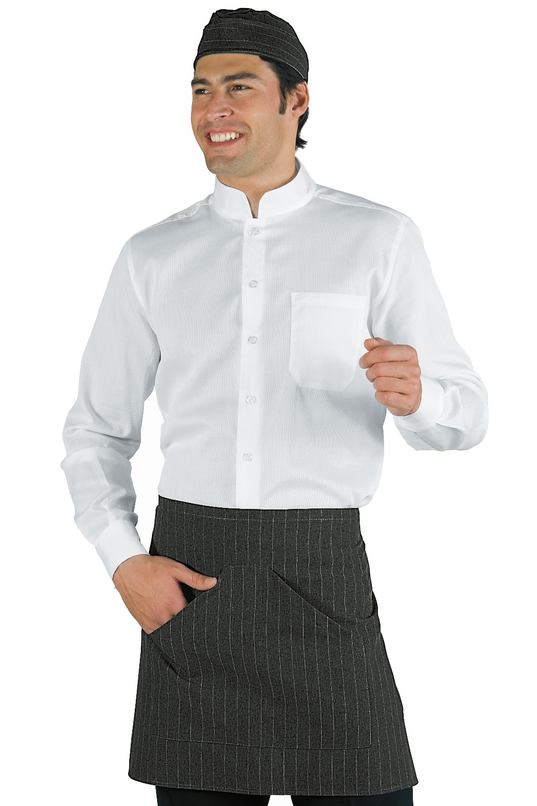 ORLEANS - Grembiule a vita con tasche gessato Nero, Bordeaux, Grigio cm. 70 x 46 - immagine 4