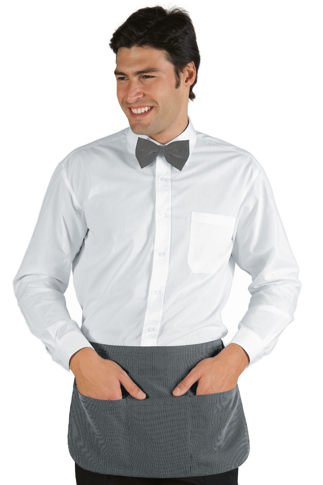 PUB - Grembiule corto gessato Grigio cm. 46 x 30 - immagine 2