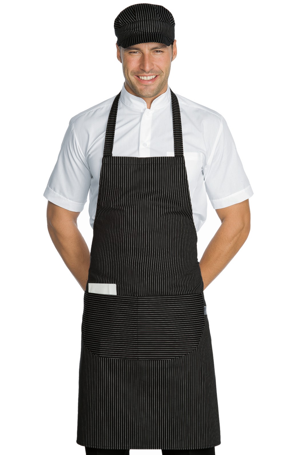 087100 - Grembiule con pettorina cm. 70X90 Fantasie Maori o Gessate 195 gr Misto Cotone - immagine 2