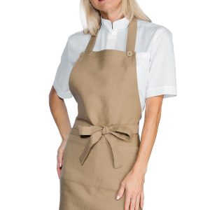 MARTINICA - Grembiule Con Pettorina Effetto Juta In Corda, Nero o Marrone Venge