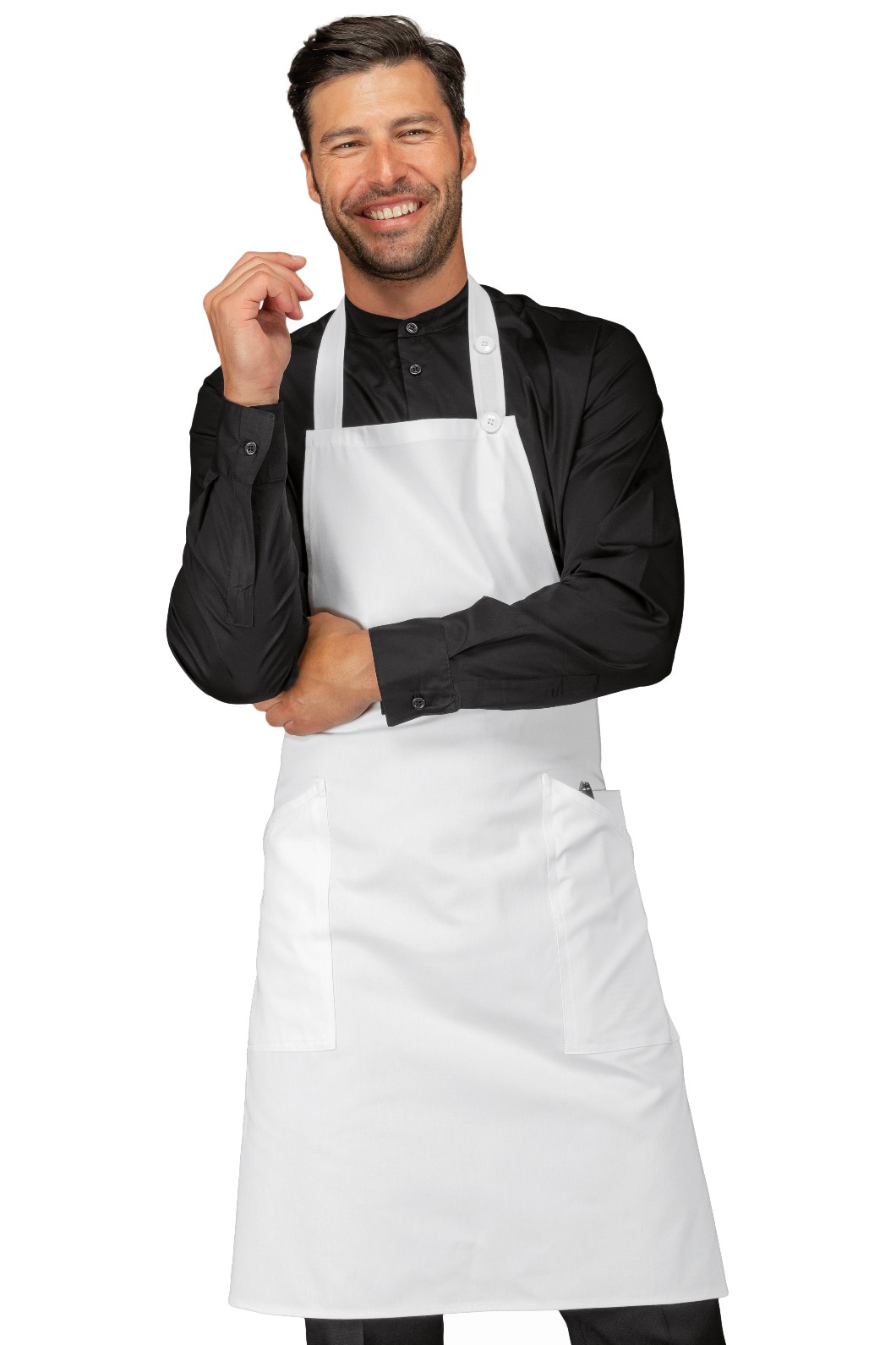 CHAMPAGNE - Grembiule con pettorina bianco 100% Cotone