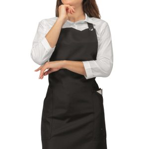 CHAMPAGNE - Grembiule con pettorina nero 195 gr Misto Cotone