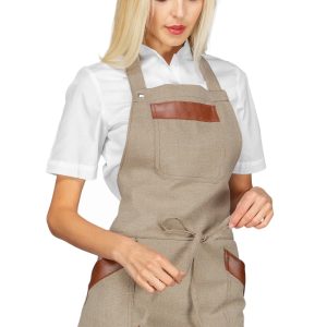OREGON  - Grembiule con pettorina con 3 tasche in 4 varianti e inserti in pelle