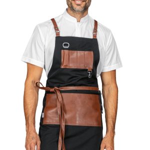 BRISTOL - Grembiule con pettorina , Juta, Marrone con Inserti In pelle, spalline incrociate sulla schiena