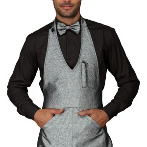 BISTRO - Grembiule corto con pettorina Tessuto Effetto Metallico