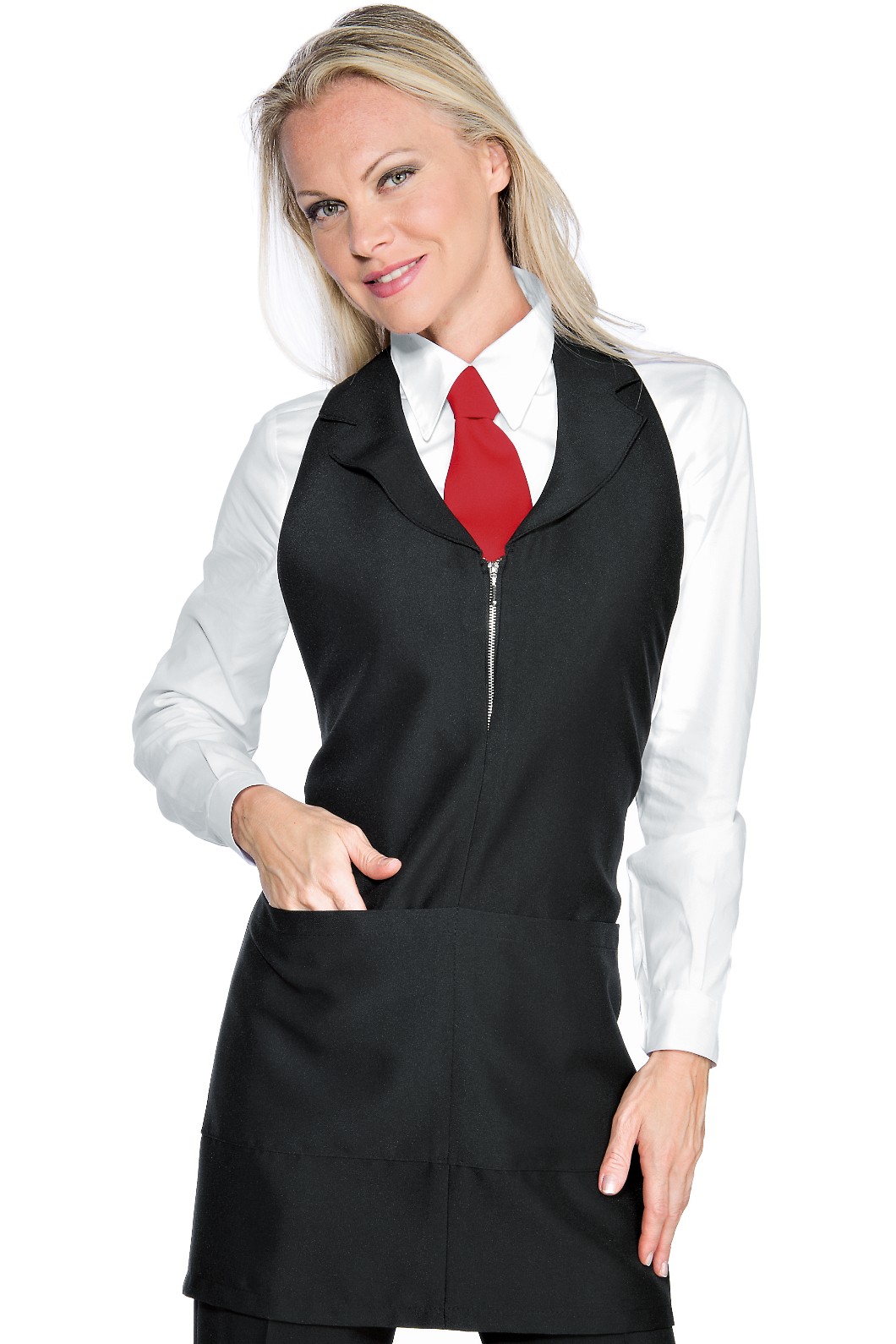 MADEIRA - Grembiule con pettorina, revers e zip da donna bicolore - immagine 2