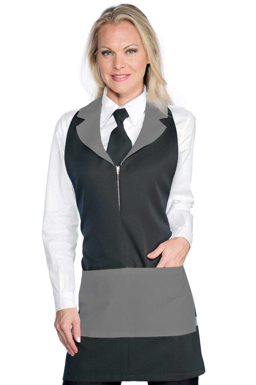 MADEIRA - Grembiule con pettorina, revers e zip da donna bicolore - immagine 4