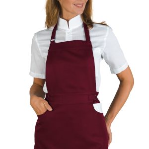 ISCHIA - Grembiule con pettorina corto da donna  Nero o Bordeaux
