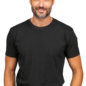 109001 - T-shirt girocollo nera uomo maniche corte in  Cotone