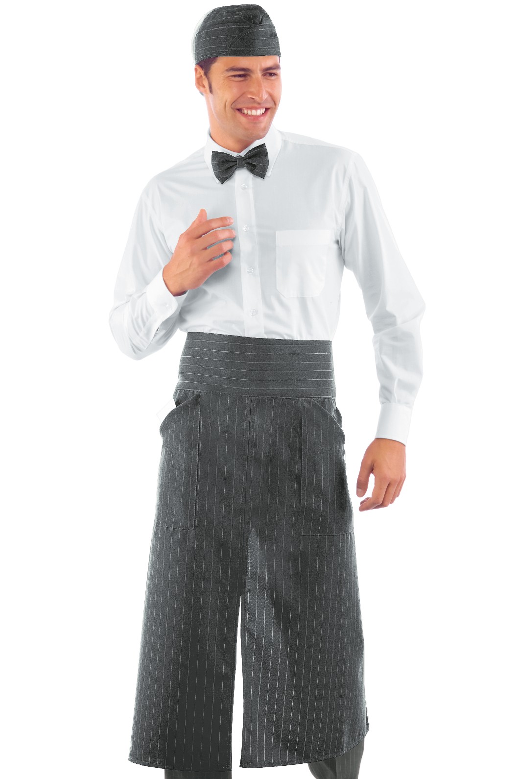 VERSAILLES - Grembiule a vita lungo gessato grigiocm. 92X88 con spacco - immagine 2