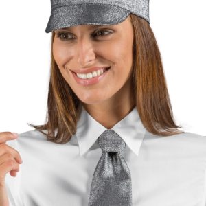 115742 - Cravatta donna corto in lurex, Bordeaux, Argento, Oro