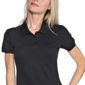 125101 - Polo donna in piquet elasticizzato nera o bianca mezze maniche