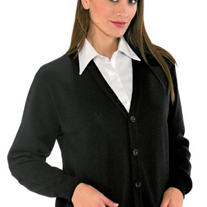 130001 - Cardigan misto lana unisex con tasche e scollo a V blu o nero