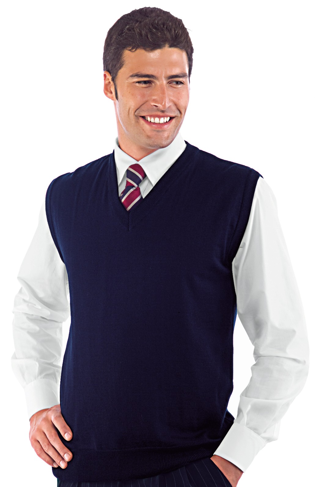 130201- Gilet misto lana unisex scollo a V buo o nero - immagine 3