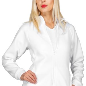 130300 - Pile unisex con zip intera bianco o blu collo alto