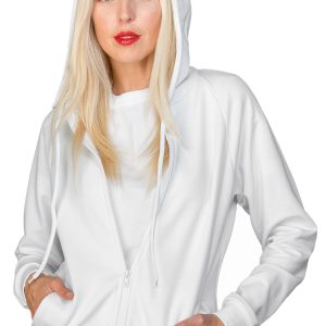 130350 - Felpa unisex con zip, caappucccio e tasche bianca o nera