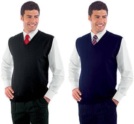 130201- Gilet misto lana unisex scollo a V buo o nero