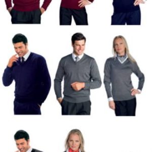 130101 - Maglia in misto lana unisex nero o blu con scollo a V