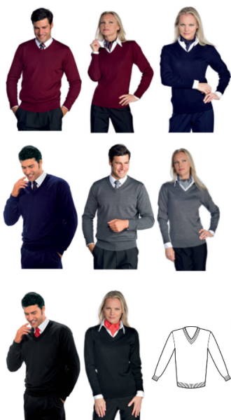 130101 - Maglia in misto lana unisex nero o blu con scollo a V