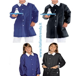 Grembiule Nero o Blu Bambina o Bambino da 6 a 11 anni Per Scuola Collegio Divisa