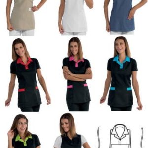 TRINIDAD casacca da donna a poncho per parrucchiera/estetista con colletto a polo