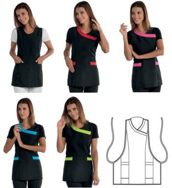 MALIBU casacca da donna a poncho per parrucchiera/estetista con inserti colorati