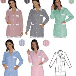 MARBELLA casacca da donna bianca con fantasia rigatino nero