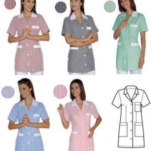 MARBELLA casacca da donna bianca con fantasia rigatino nero M/C