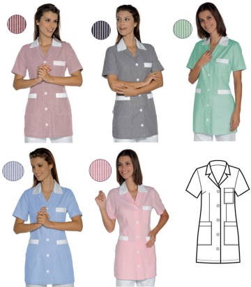 MARBELLA casacca da donna bianca con fantasia rigatino nero M/C