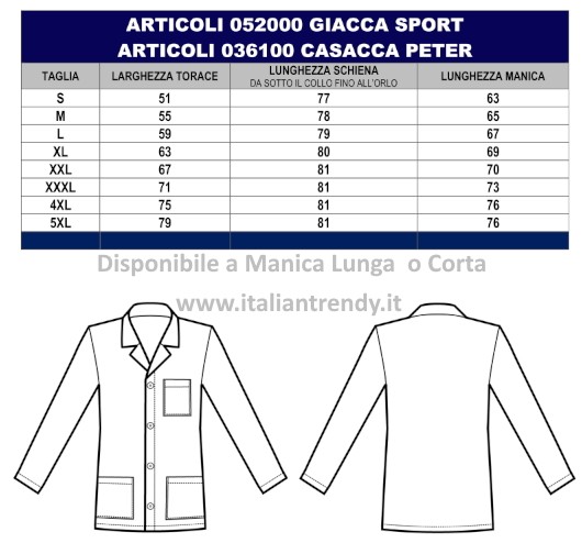 052102 - Camice corto da lavoro generico 125 g Blu, Verde, Azzurro - immagine 5