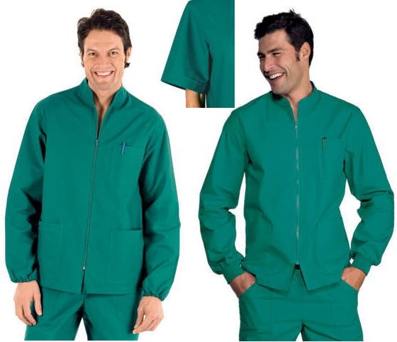 Casacca Con Zip Centrale Verde Chirurgico Veterinario Dentista Medico 3 Mod.