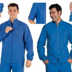 Casacca Azzurra da Dentista in Cotone Con Zip Centrale Per Uomo Donna