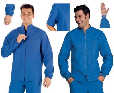 Casacca Azzurra da Dentista in Cotone Con Zip Centrale Per Uomo Donna