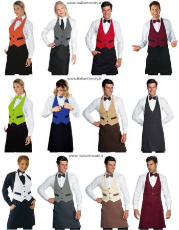 Grembiule con Pettorina a Gilet Per Ristoranti Bar Garcon