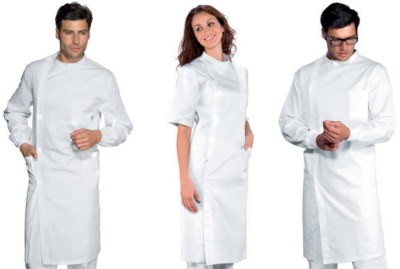 Camice Dentista Uomo Collo Coreana Bianco Manica Lunga e Corta Unisex