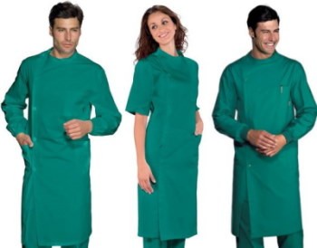 Camice Dentista Verde Chirurgico con Collo alla Coreana Unisex In Cotone