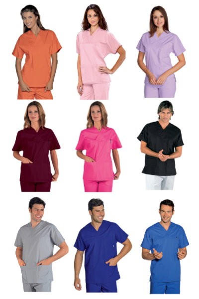 045003 - Casacca con scolloa V manica corta leggera gr. 125 per medicale più colori