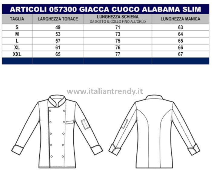 ALABAMA - Giacca chef slim bianca 100% cotone ML MC - immagine 5