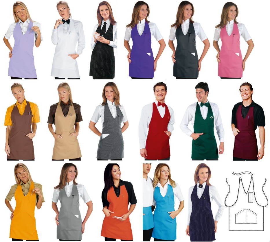BISTRO - Grembiule con pettorina corto unisex tinta Unita 195 gr