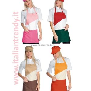 LOLLIPOP - Grembiule donna corto con pettorina fantasia