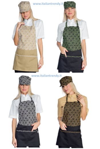 BROOKLYN - Grembiule con pettorina corto per donna fantasia Maori