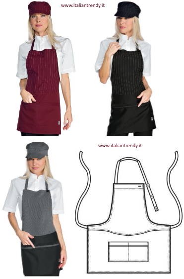 Grembiule Corto Con Pettorina Per Donna Gessato in 3 varianti -Brooklyn