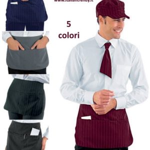 PUB - Grembiule corto gessato Grigio  cm. 46 x 30